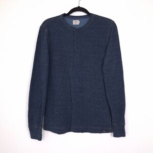 Faherty long sleeve henley shirt tee T-shirt coastal beach heathered navy blue
